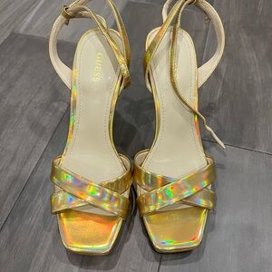 Guess Iridescent Gold Strappy Heels